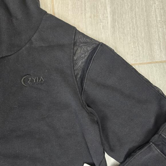 NWT ZYIA ACTIVE Women's Cropped 847 Black Mesh Cowl Neck Sweatshirt Size - Picture 12 of 12